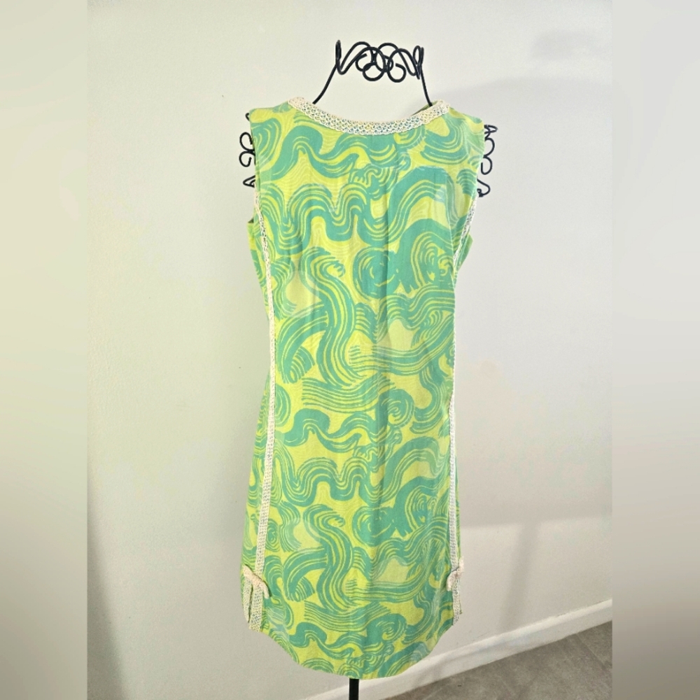 Vintage Lilly Pulitzer Green and Yellow Swirl Dress